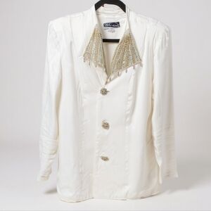 Elegant White Beaded Women's Jacket